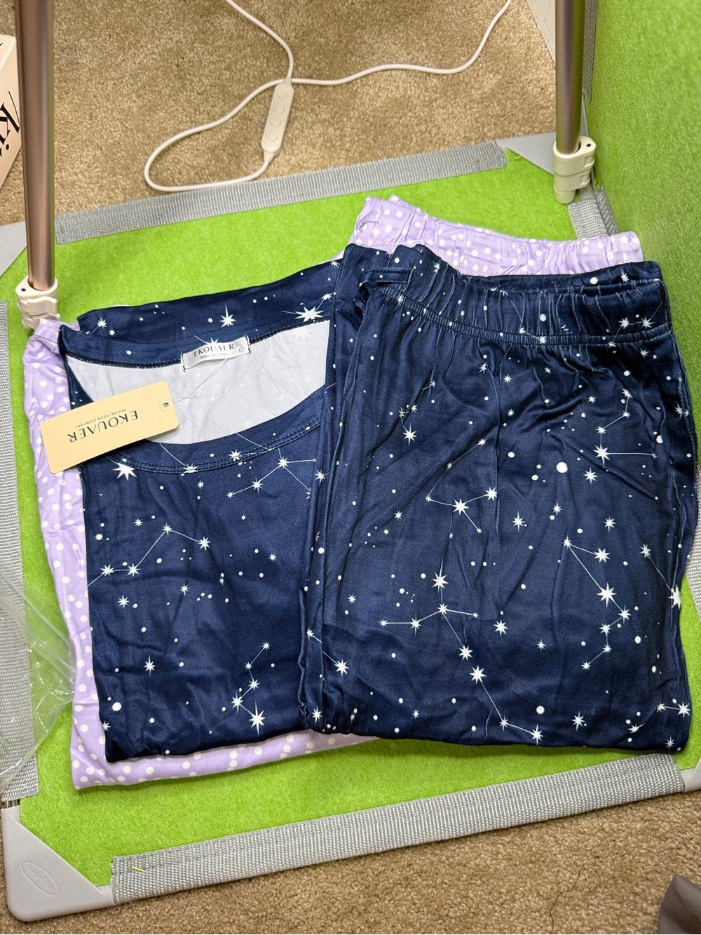 Women’s Long Sleeve Pajama Sets - Lavender & Navy (2 Pack) - Picture 3 of 3
